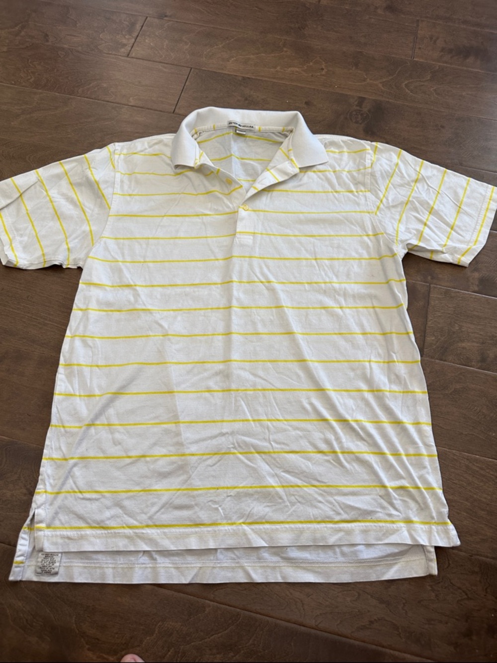 Peter Millar White Polo with Yellow Stripes